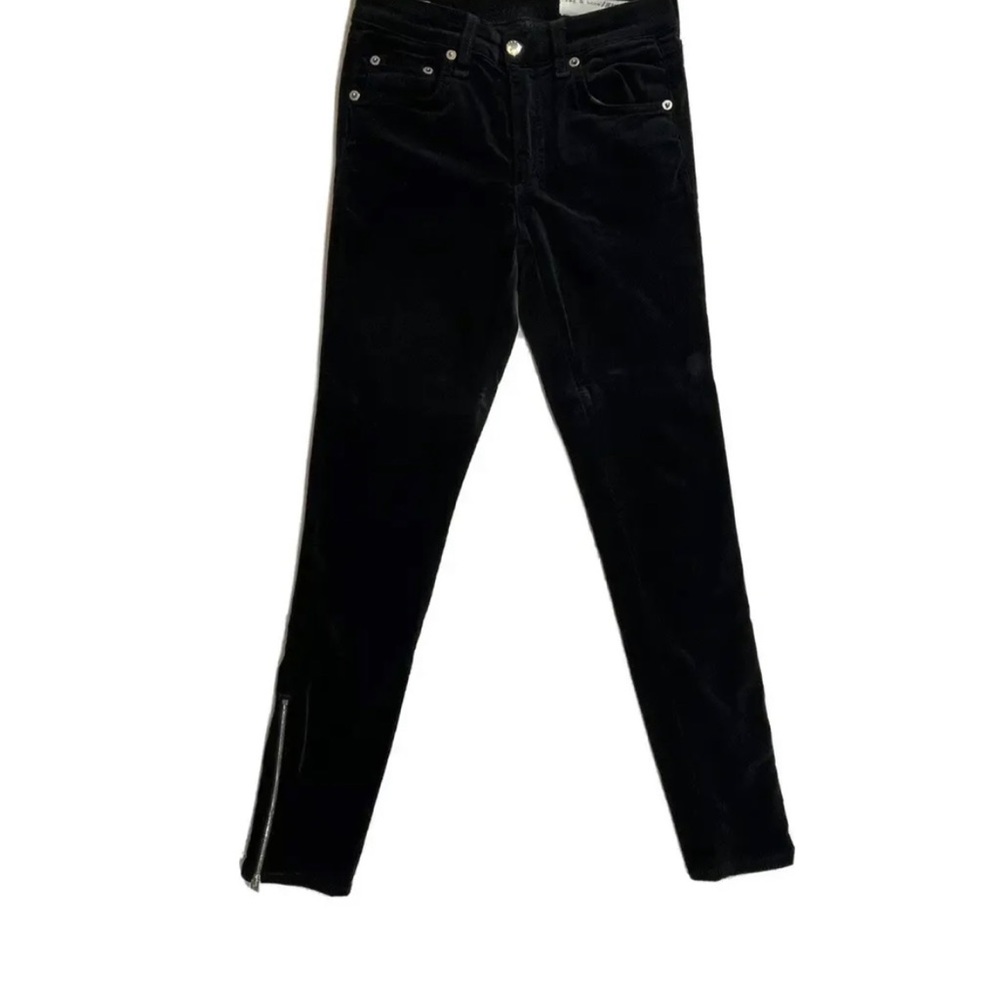 Rag & Bone Ame Zip Ankle Skinny Fit Stretch Pants black Velvet Womens Sz 25